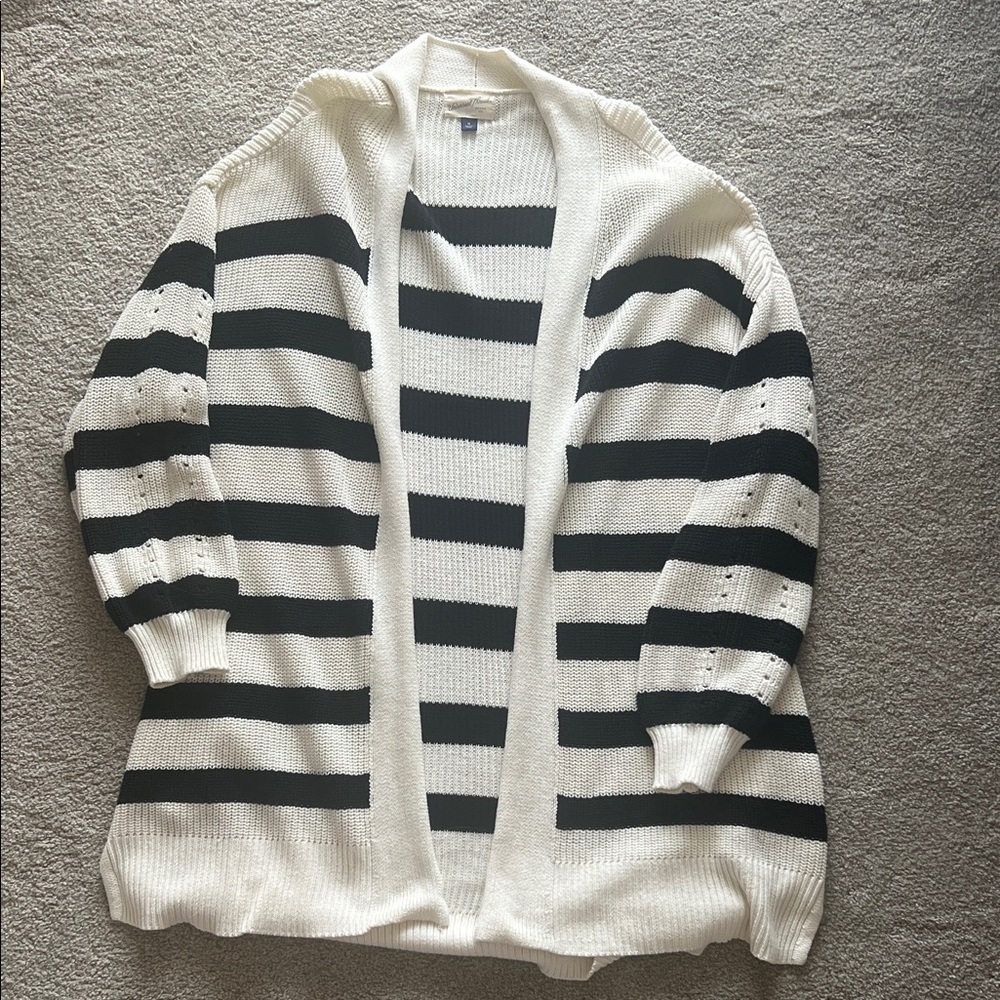 Universal Thread Black and White Striped Cardigan